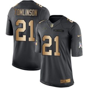 Chargers #21 LaDainian Tomlinson Black Men's Stitched NFL Limited Gold Salute To Service Jersey