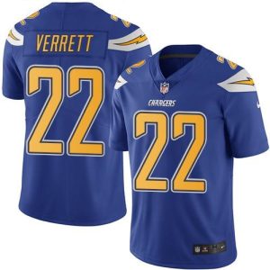 Chargers #22 Jason Verrett Electric Blue Men's Stitched NFL Limited Rush Jersey