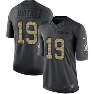 Colts #19 Johnny Unitas Black Men's Stitched NFL Limited 2016 Salute to Service Jersey