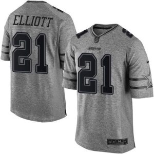 Cowboys #21 Ezekiel Elliott Gray Men's Stitched NFL Limited Gridiron Gray Jersey