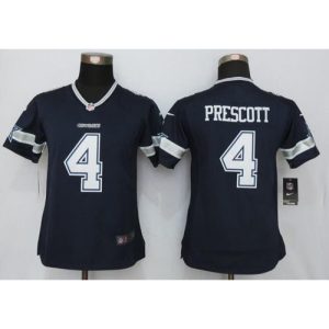 Cowboys #4 Dak Prescott Navy Blue Team Color Women's Stitched NFL Limited Jersey