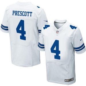 Cowboys #4 Dak Prescott White Men's Stitched NFL Elite Jersey