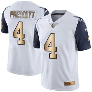 Cowboys #4 Dak Prescott White Men's Stitched NFL Limited Gold Rush Jersey