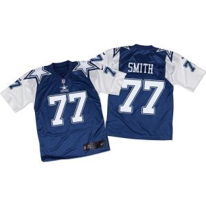 Cowboys #77 Tyron Smith Navy Blue/White Throwback Men's Stitched NFL Elite Jersey