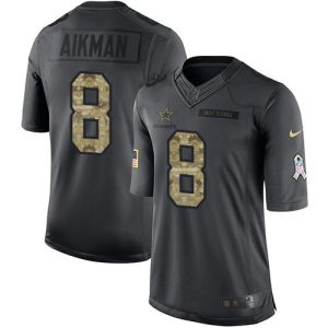 Cowboys #8 Troy Aikman Black Youth Stitched NFL Limited 2016 Salute to Service Jersey