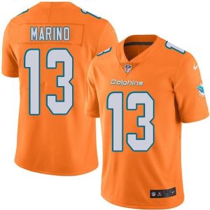 Dolphins #13 Dan Marino Orange Men's Stitched NFL Limited Rush Jersey
