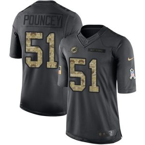 Dolphins #51 Mike Pouncey Black Men's Stitched NFL Limited 2016 Salute to Service Jersey