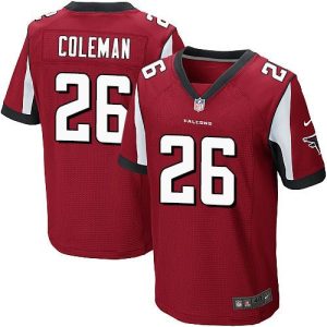 Falcons #26 Tevin Coleman Red Team Color Men's Stitched NFL Elite Jersey