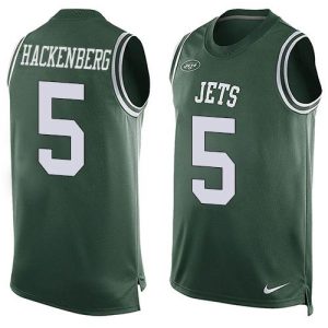 Jets #5 Christian Hackenberg Green Team Color Men's Stitched NFL Limited Tank Top Jersey