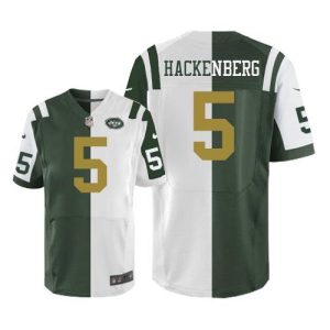 Jets #5 Christian Hackenberg Green/White Men's Stitched NFL Elite Split Jersey