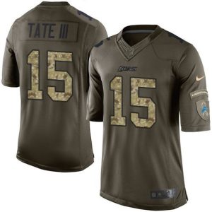 Lions #15 Golden Tate III Green Men's Stitched NFL Limited Salute To Service Jersey