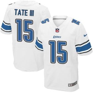 Lions #15 Golden Tate III White Men's Stitched NFL Elite Jersey