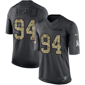 Lions #94 Ziggy Ansah Black Men's Stitched NFL Limited 2016 Salute To Service Jersey