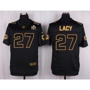 Packers #27 Eddie Lacy Black Men's Stitched NFL Elite Pro Line Gold Collection Jersey