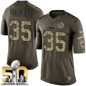 Panthers #35 Mike Tolbert Green Super Bowl 50 Men's Stitched NFL Limited Salute to Service Jersey