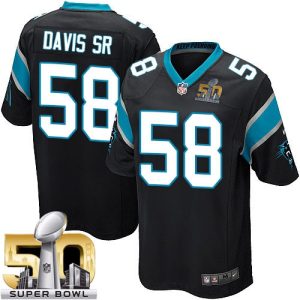 Panthers #58 Thomas Davis Sr Black Team Color Super Bowl 50 Youth Stitched NFL Elite Jersey