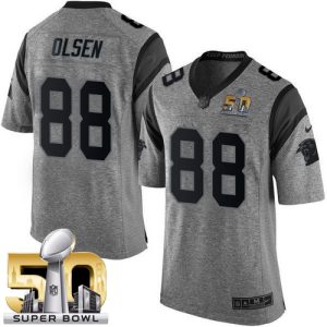 Panthers #88 Greg Olsen Gray Super Bowl 50 Men's Stitched NFL Limited Gridiron Gray Jersey