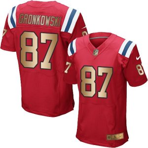 Patriots #87 Rob Gronkowski Red Alternate Men's Stitched NFL Elite Gold Jersey