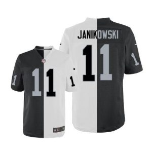 Raiders #11 Sebastian Janikowski White/Black Men's Stitched NFL Elite Split Jersey