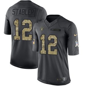 Raiders #12 Kenny Stabler Black Men's Stitched NFL Limited 2016 Salute To Service Jersey