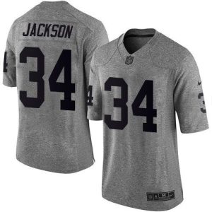 Raiders #34 Bo Jackson Gray Men's Stitched NFL Limited Gridiron Gray Jersey