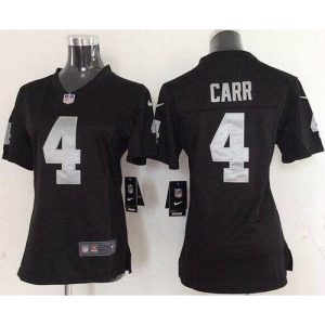 Raiders #4 Derek Carr Black Team Color Women's Stitched NFL Elite Jersey