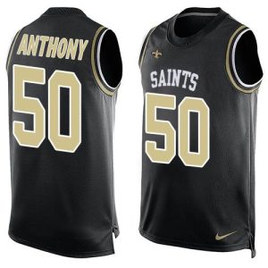 Saints #50 Stephone Anthony Black Team Color Men's Stitched NFL Limited Tank Top Jersey