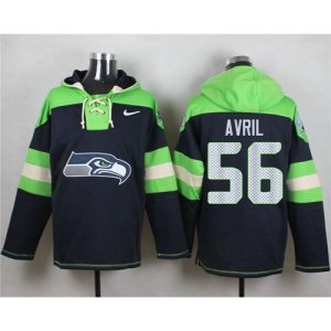 Seahawks #56 Cliff Avril Steel Blue Player Pullover NFL Hoodie