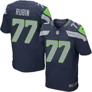 Seahawks #77 Ahtyba Rubin Steel Blue Team Color Men's Stitched NFL Elite Jersey