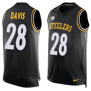 Steelers #28 Sean Davis Black Team Color Men's Stitched NFL Limited Tank Top Jersey