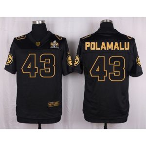 Steelers #43 Troy Polamalu Black Men's Stitched NFL Elite Pro Line Gold Collection Jersey
