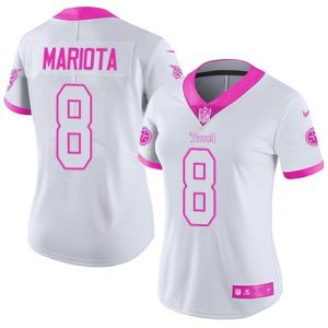 Titans #8 Marcus Mariota White/Pink Women's Stitched NFL Limited Rush Fashion Jersey
