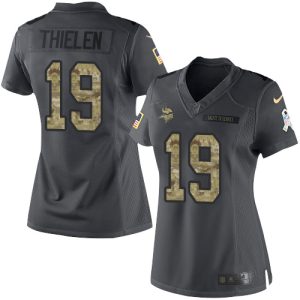 Vikings #19 Adam Thielen Black Women's Stitched NFL Limited 2016 Salute To Service Jersey