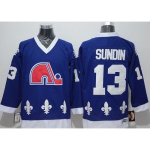 Nordiques #13 Mats Sundin Blue CCM Throwback  Stitched NHL Jersey