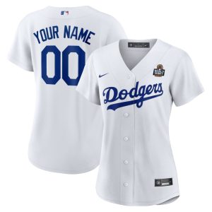 Women's Los Angeles Dodgers  White 2024 World Series Home Home Custom Replica Jersey