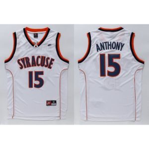 Orange #15 Carmelo Anthnoy White Basketball Stitched NCAA Jersey