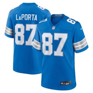 Men's Detroit Lions #87 Sam LaPorta  Blue Game Jersey