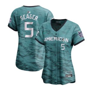 Women's Texas Rangers #5 Corey Seager Teal 2023 All-star Stitched Baseball Jersey(Run Small)