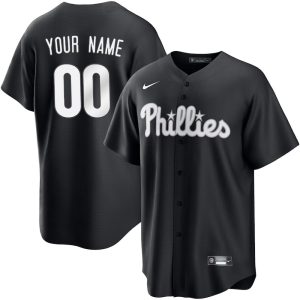 Men's Philadelphia Phillies Nike Custom Black Lights Out Replica Jersey