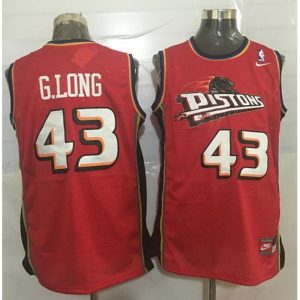 Pistons #43 Grant Long Red  Throwback Stitched NBA Jersey