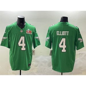Men's Philadelphia Eagles #4 Jake Elliott Green 2025 Super Bowl LIX Patch F.U.S.E. Throwback Vapor Untouchable Limited Stitched Football Jersey
