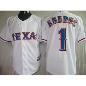 Rangers #1 Elvis Andrus White Stitched MLB Jersey