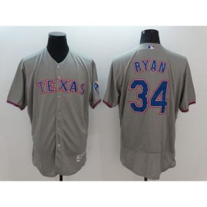 Rangers #34 Nolan Ryan Grey Flexbase Authentic Collection Stitched MLB Jersey