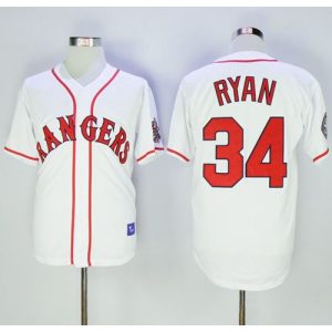 Rangers #34 Nolan Ryan White Cooperstown Stitched MLB Jersey