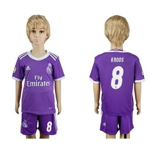 Real Madrid #8 Kroos Away Kid Soccer Club Jersey
