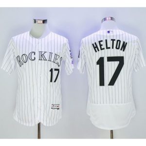 Rockies #17 Todd Helton White Strip Flexbase Authentic Collection Stitched MLB Jersey