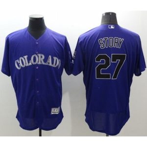 Rockies #27 Trevor Story Purple Flexbase Authentic Collection Stitched MLB Jersey