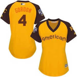 Royals #4 Alex Gordon Gold 2016 All-Star American League Women's Stitched MLB Jersey