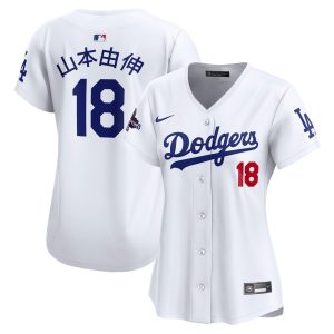 Women's Los Angeles Dodgers #18 Yoshinobu Yamamoto  White 2024 World Series Champions Japanese Characters Limited Player Jersey