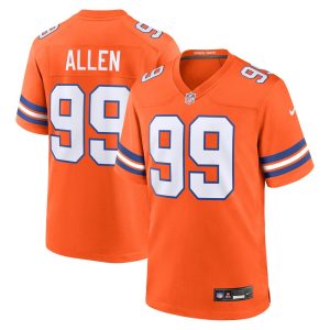 Men's Denver Broncos Zach Allen  Orange Mile High Collection 1977 Throwback Player Game Jersey